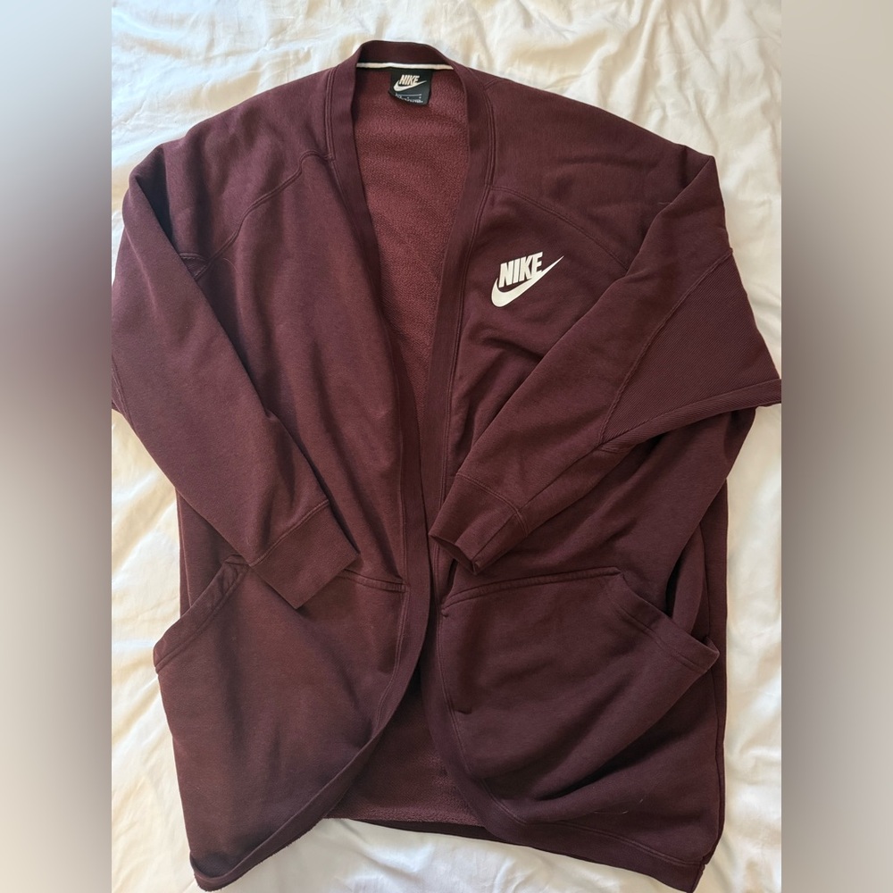 Nike Burgundy Open-Front Cardigan